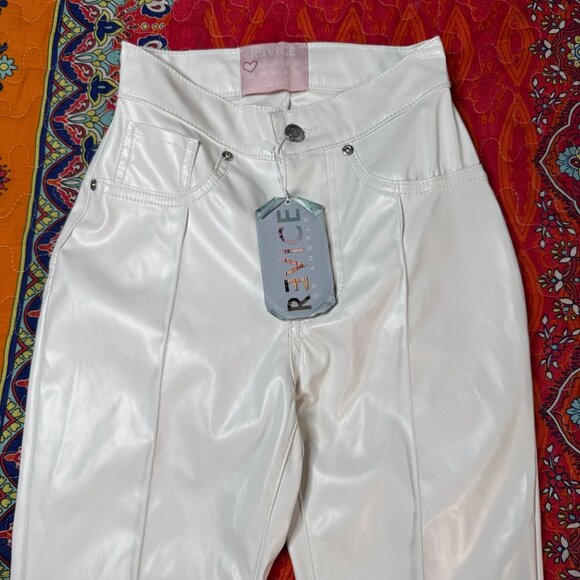 Revice White Vegan Leather Mid-Rise Flared Wide Leg Pants 23 (ACT22x33) NWT - Picture 3 of 16